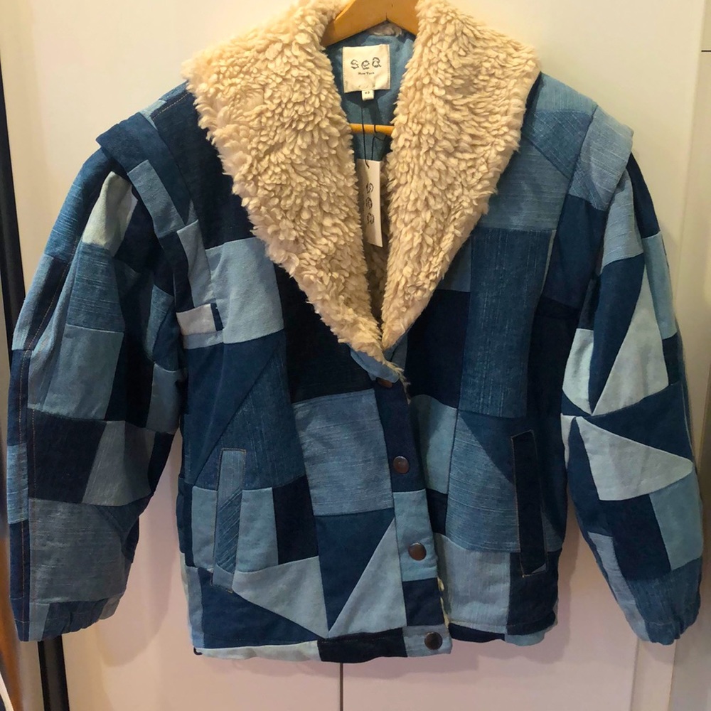 Sea New York Diego Denim Patched Coat!  Brand new with tags and never worn!